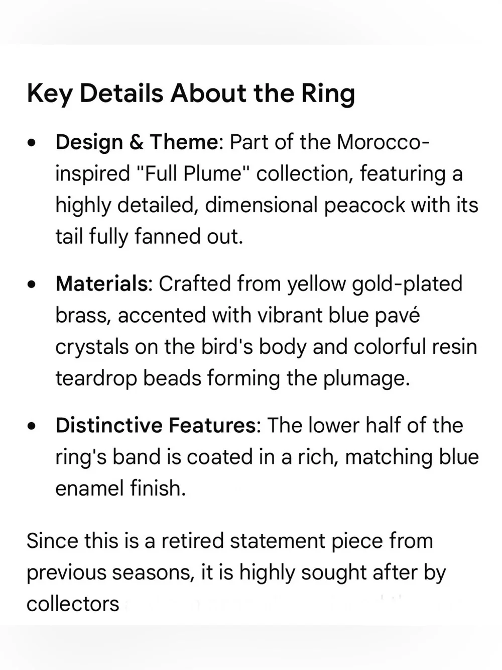 ♠️ Kate Spade Full Plume Peacock Statement Pave Crystals Cocktail Ring - Picture 4 of 12
